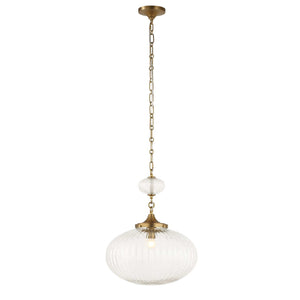 Uttermost Bellaire gold pendant light with a glass shade, modern pendant lighting fixture for contemporary interiors.