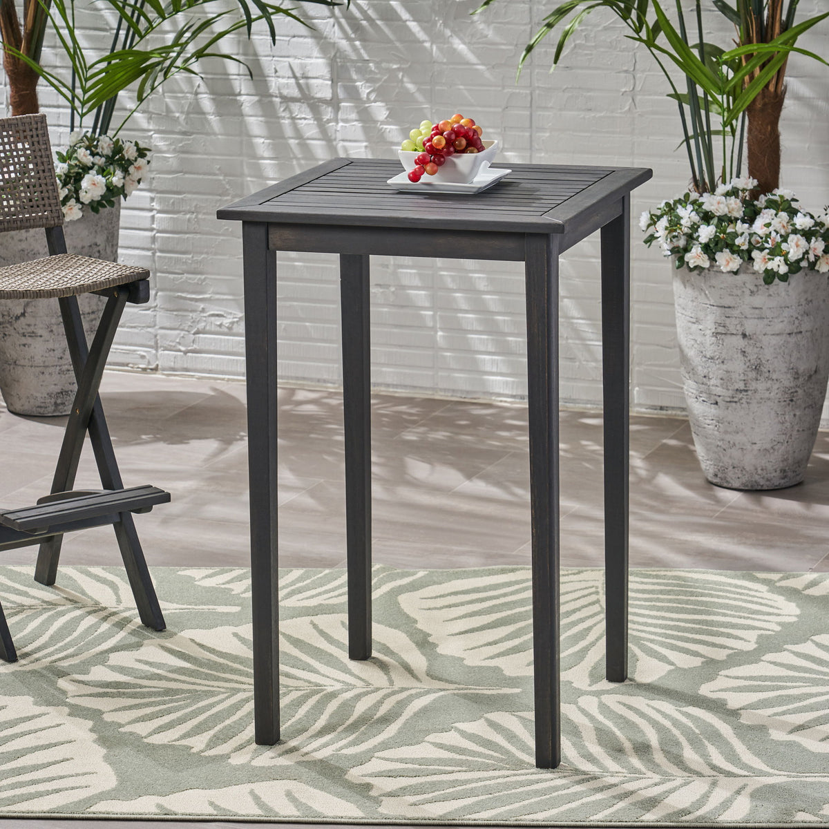 Outdoor Minimalist Acacia Wood Square Bar Table