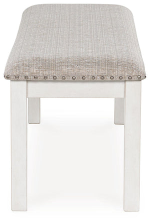 Robbinsdale - Large Upholstered Dining Room Bench - Antique White - R&R Furniture Gallery (Fountain Valley, CA)