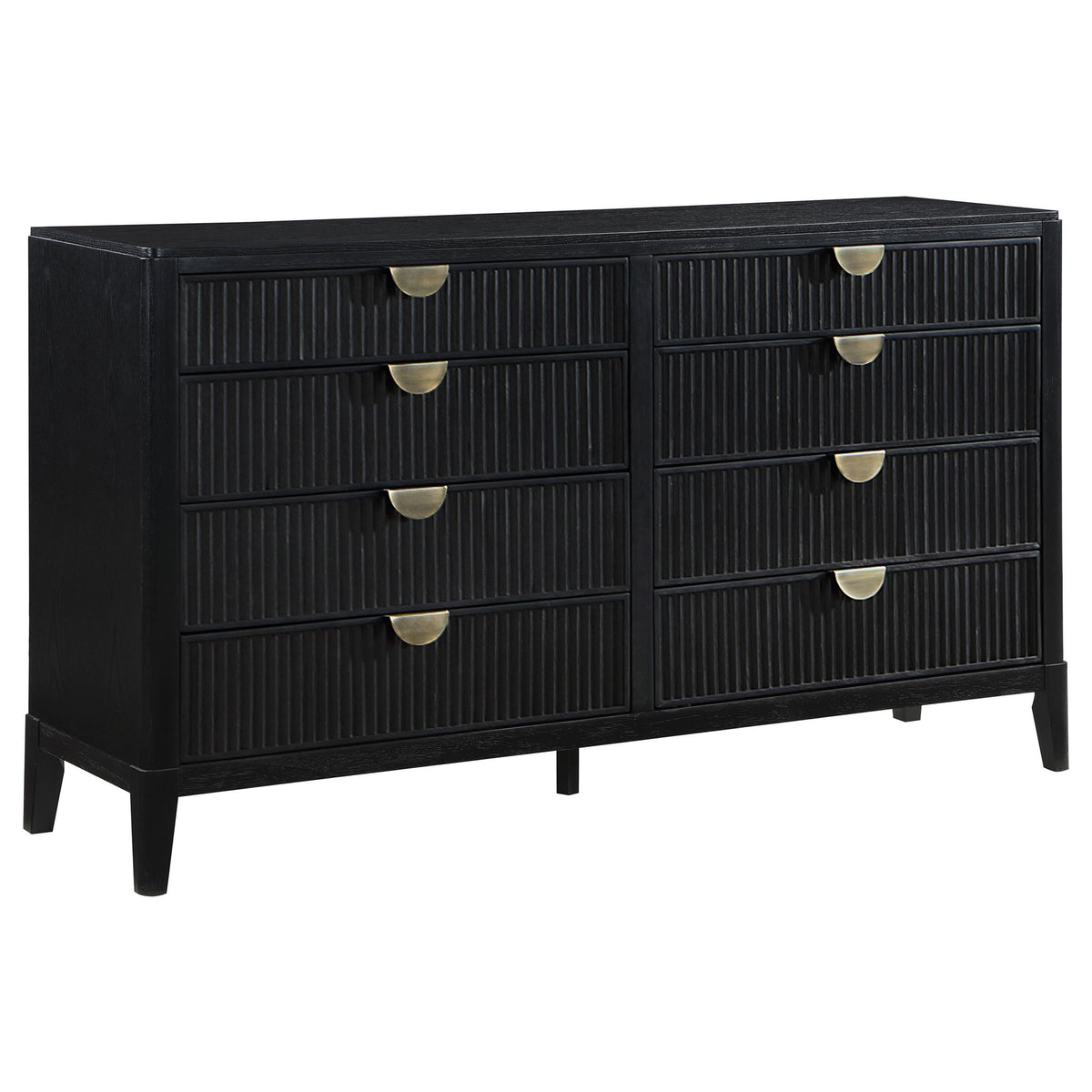 California King 5 Piece Bedroom Set With Fluted Detailing - Black