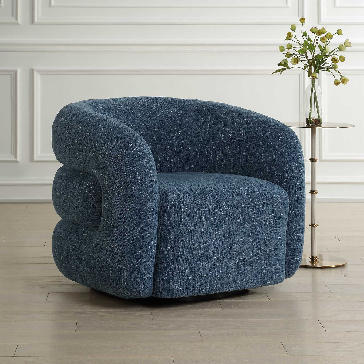 Junie - Swivel Barrel Chair - Blue