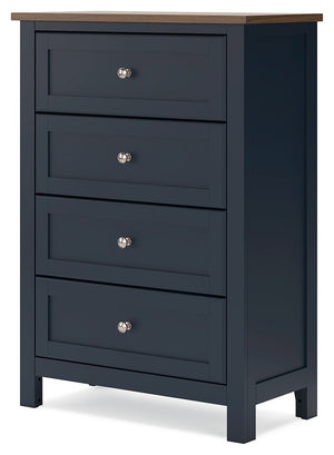 Landocken - Four Drawer Chest - Brown / Blue - R&R Furniture Gallery (Fountain Valley, CA)