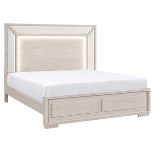 Ciara - King Bed With LED Panel Headboard, Low Profile Design - Beige