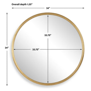34" Round Mirror - Gold Leaf