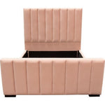 Venus Vertical Channel Tufted Eastern King Bed in Blush Pink Velvet