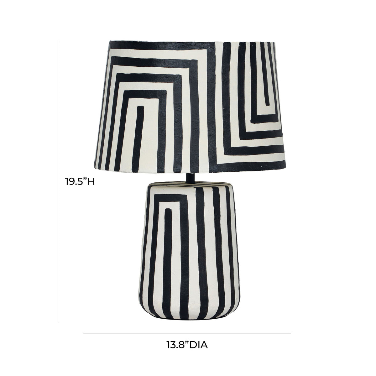 Minori - Striped Papier Mache Table Lamp - Black - R&R Furniture Gallery (Fountain Valley, CA)
