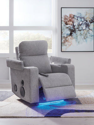 Pineland - Glider Power Recliner With Audio System - Pewter - R&R Furniture Gallery (Fountain Valley, CA)