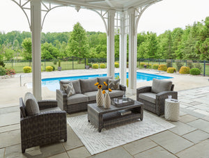Oasis Court - Sofa, Chairs, Table Set (Set of 4) - Gray - R&R Furniture Gallery (Fountain Valley, CA)