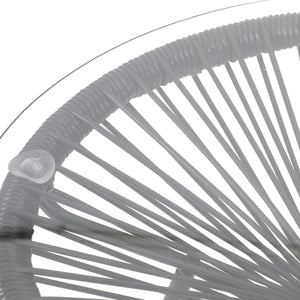 Nusa - Modern Rattan Side Table With Tempered Glass Top