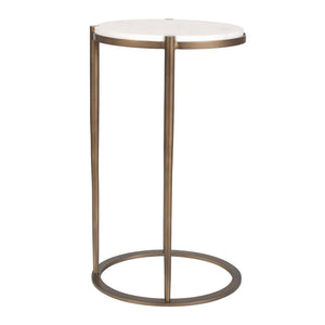 Mercier - Round Marble Accent Table - Brass / White