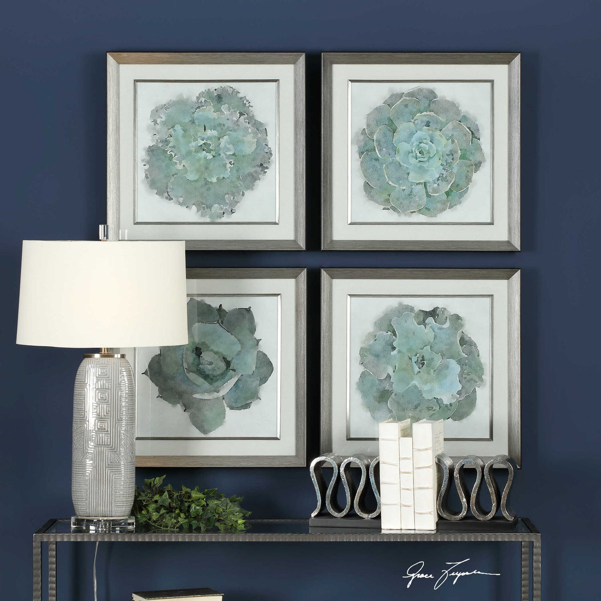Natural Beauties - Botanical Prints (Set of 4) - Light Blue