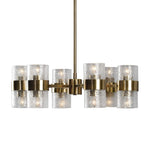 Uttermost Marinot 12-light gold chandelier with elegant curved arms and clear glass globes hanging from a polished gold finish.