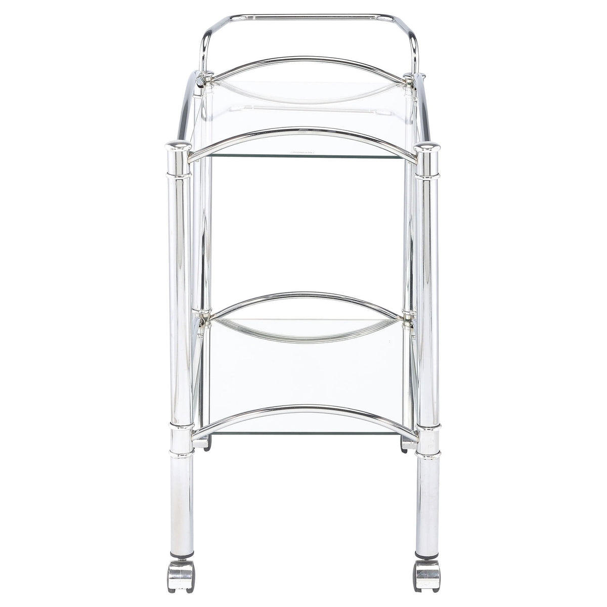 Porch & Den - 2 Tier Rectangular Glass Shelf Bar Cart With Glass - Chrome