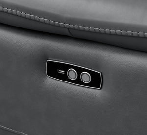 2679 - Genuine Leather Sofa With 4 Power Recliners, Power Headrests & 3 Storage Consoles