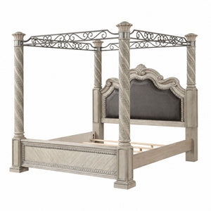 Panel Canopy King Bed - Gray