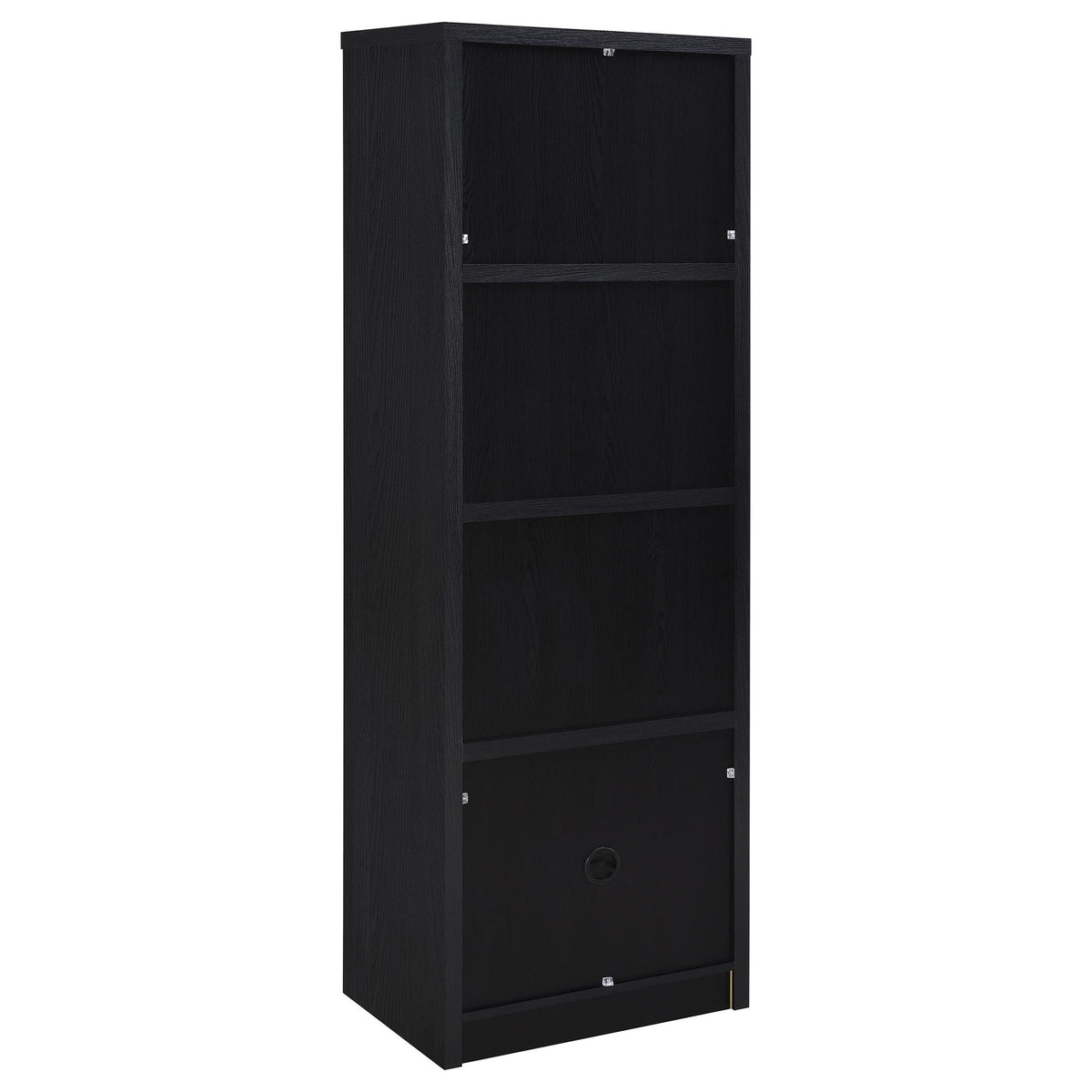 Sloat - 3 Shelf Media Tower With Cabinet Storage - Black