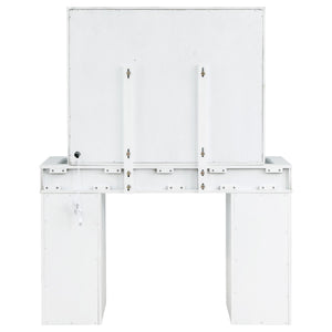 Winona - Makeup Vanity Set With Bulb Lit Mirror And Upholstered Stool - White