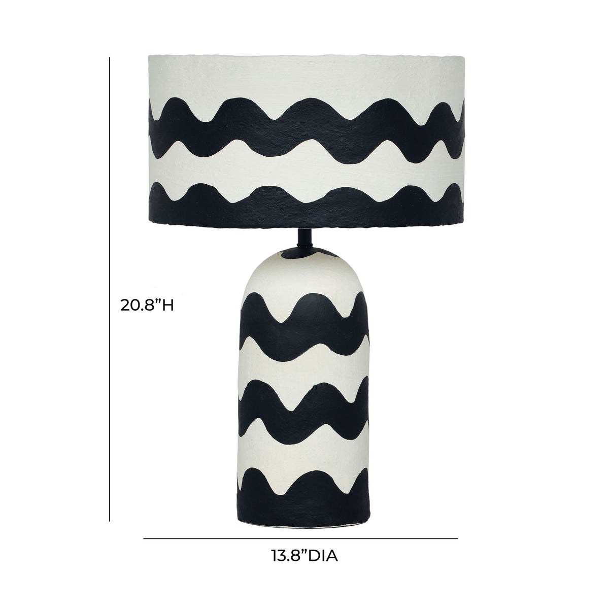 Tropea - Black Waves Papier Mache Table Lamp - Black Waves - R&R Furniture Gallery (Fountain Valley, CA)