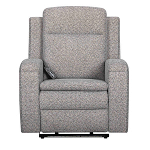 Parker Living Armstrong massage recliner with heat, massage functions, and auto-glide in black leather upholstery.