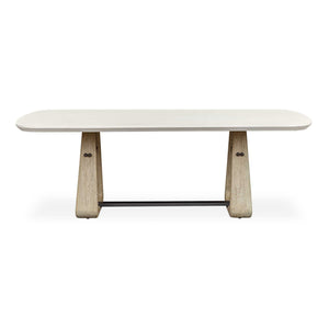 Circa - Concrete Outdoor Dining Table - White / Woodtone