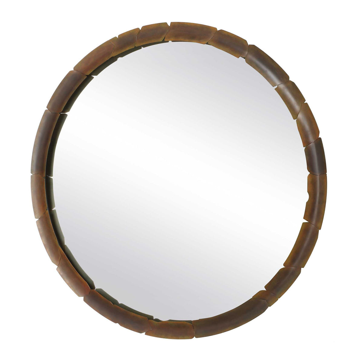 Auger - Amber Glass Round Mirror - Bronze