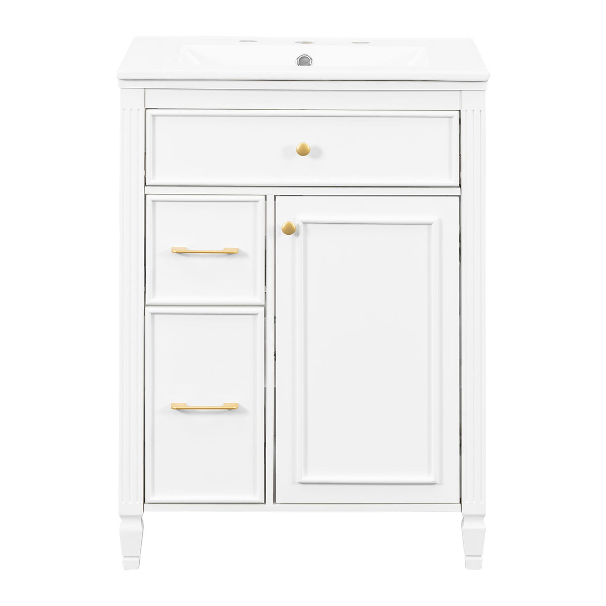 Freestanding Bathroom Vanity With Sink, Soft Close Door, Tip Out Drawer