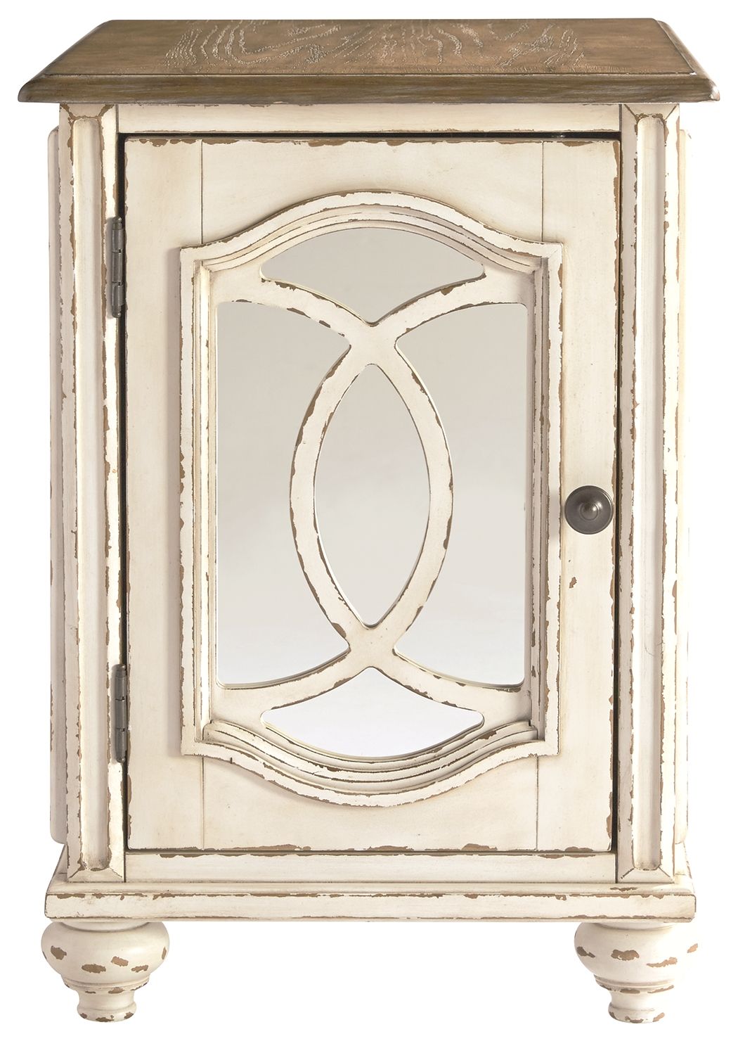 Realyn - Chair Side End Table - Insert Mirror - White / Brown - R&R Furniture Gallery (Fountain Valley, CA)