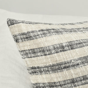 Linna 24x24 inch accent pillow by Classic Home with natural and black fabric, soft textured decorative cushion for sofa or bed.
