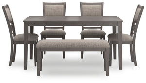 Wrenning - Dining Room Table Set (Set of 6) - Gray - R&R Furniture Gallery (Fountain Valley, CA)