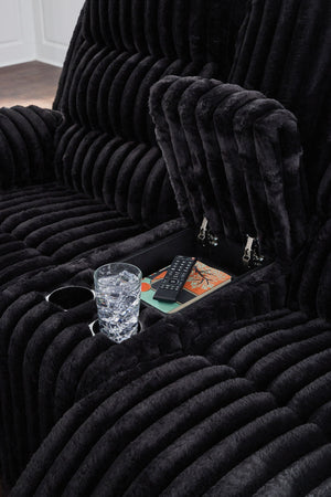 Rhine Falls - Double Reclining Power Loveseat With Console - Onyx - R&R Furniture Gallery (Fountain Valley, CA)
