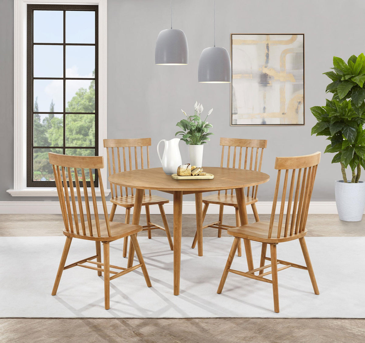 Andrews 5-piece Round Wood Dining Room Table Set Light Ash