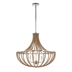 Lovelock - 4 Light Rope Empire Chandelier - Light Brown