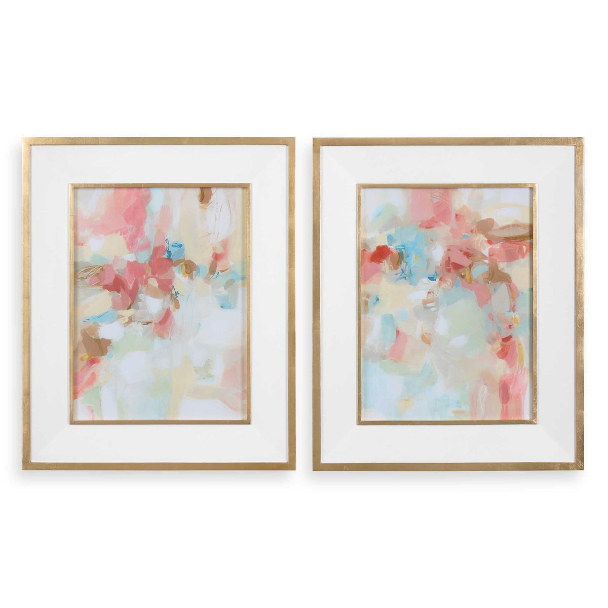 A Touch Of Blush And Rosewood Fences - Art (Set of 2) - Pink