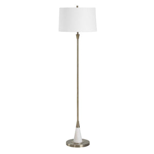 Marble Base Floor Lamp - Antique Brass / White