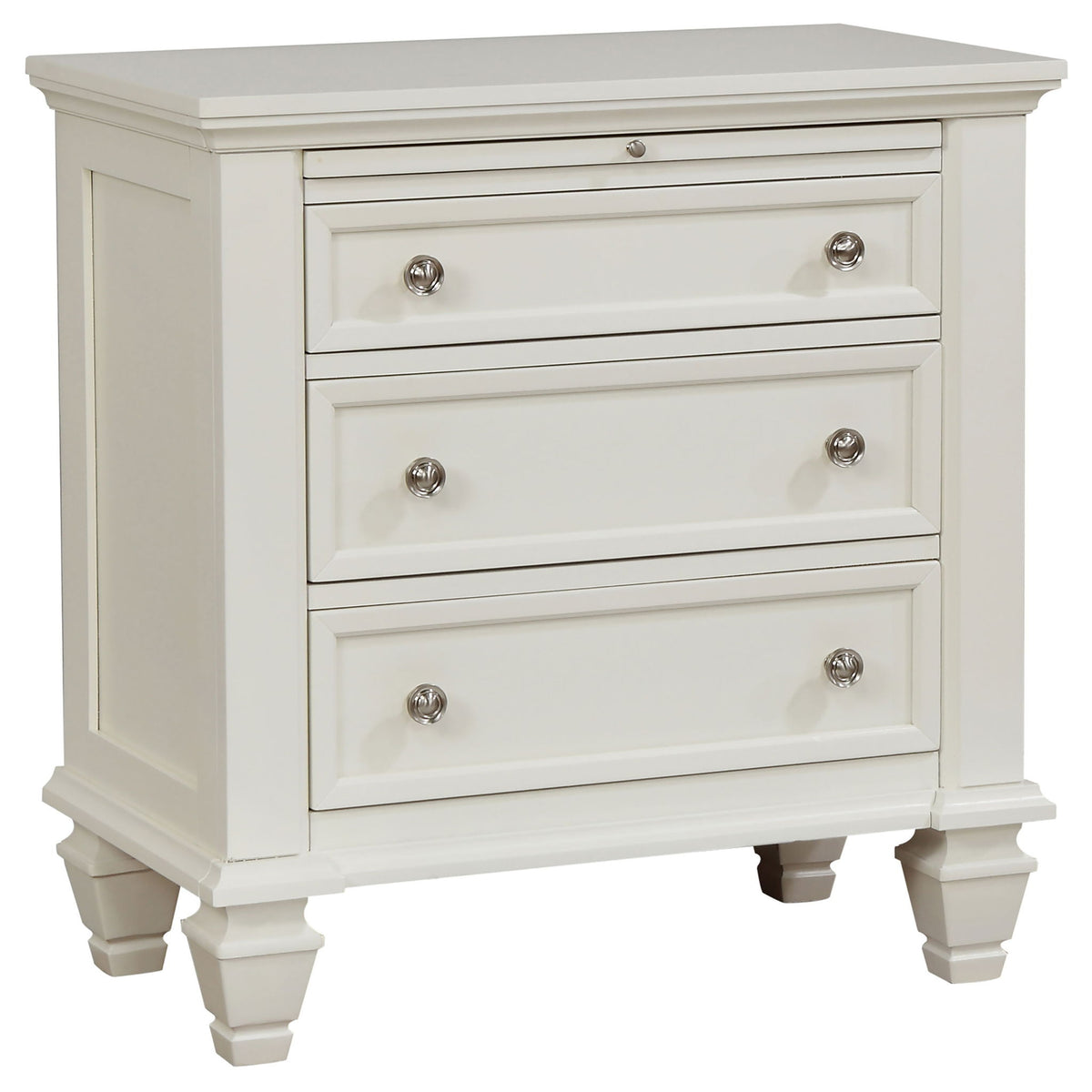 Cortina - 4 Piece Queen Bedroom Set With Ornate Panels And Storage - Cream White