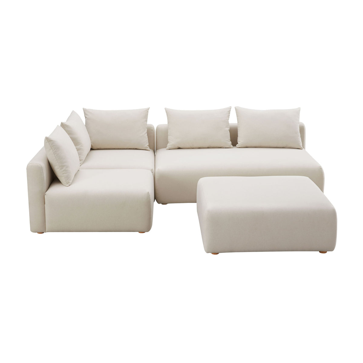 Hangover - 4-Piece Linen Modular Chaise Sectional - Cream - R&R Furniture Gallery (Fountain Valley, CA)