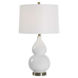 Ceramic Table Lamp - White Fabric
