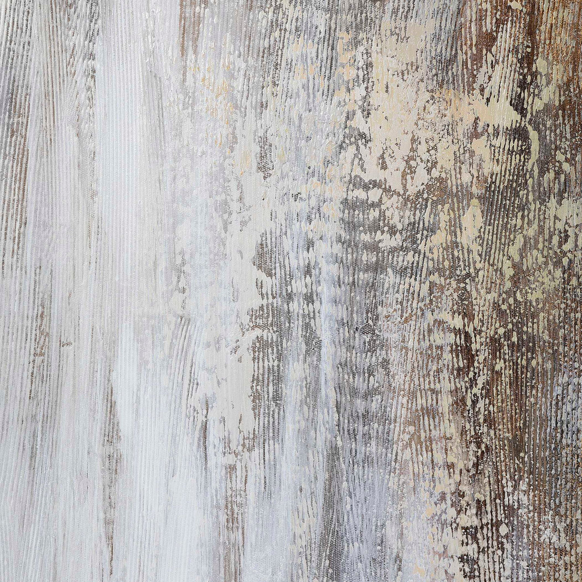 Hand-painted desert rain abstract canvas art with pearl silver tones by Uttermost, showcasing textured brushstrokes and modern design.