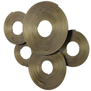 Uttermost Ahmet gold rings wall decor featuring interconnected circular metal designs for modern home decoration.