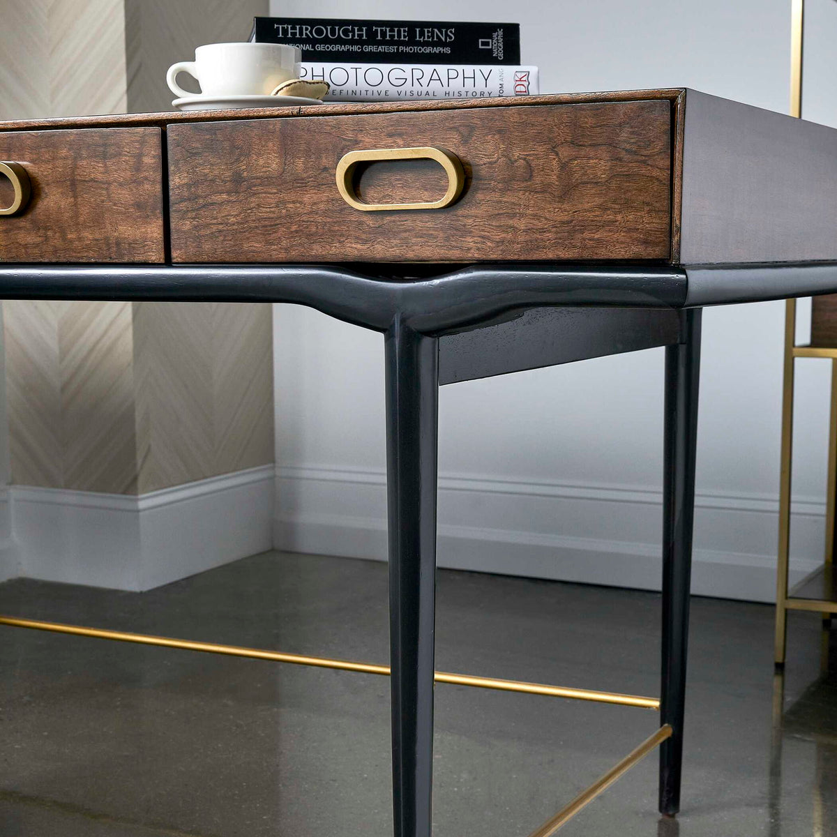 Glide - Desk - Gold / Woodtone