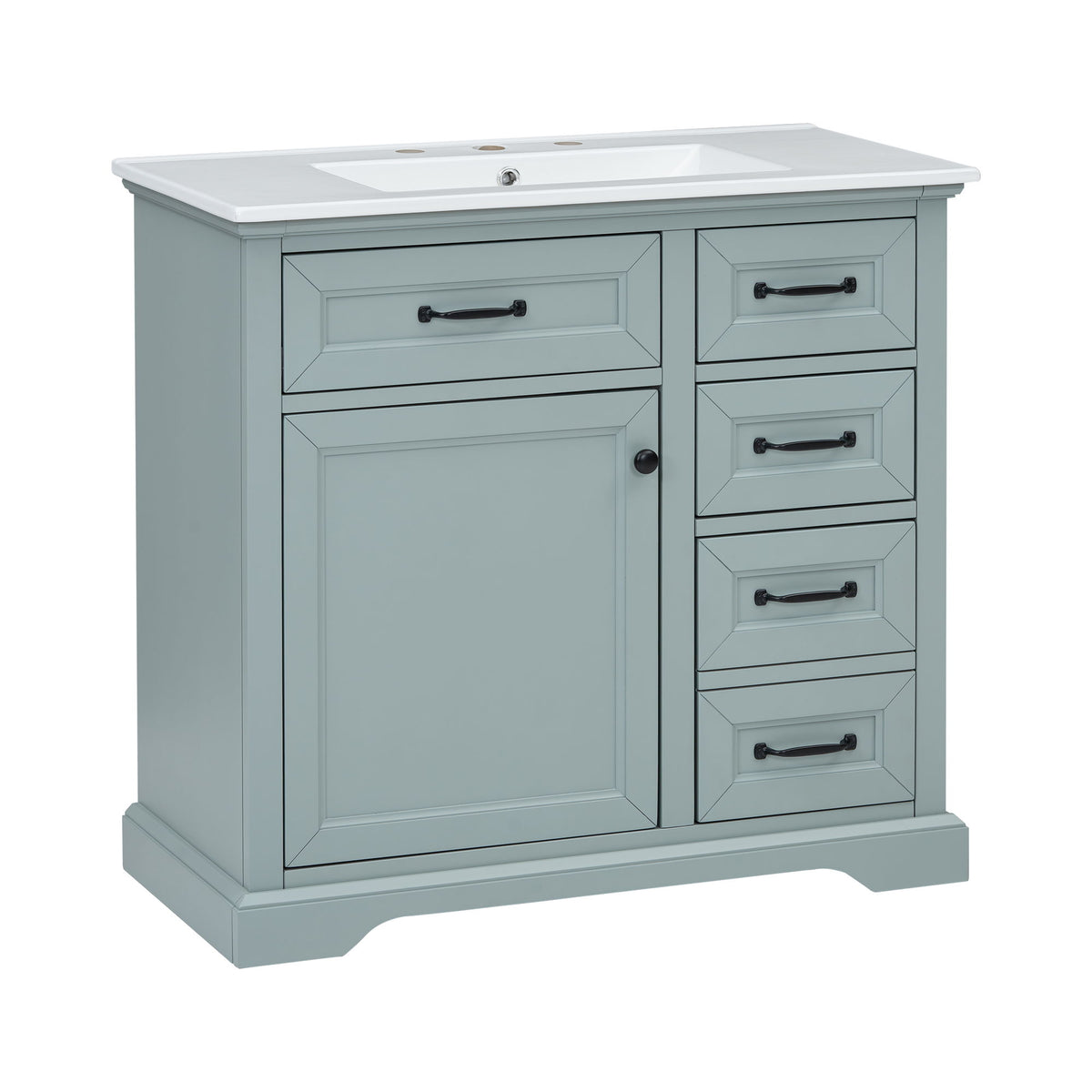 36" Bathroom Vanity With Sink, 2 Tip Out Drawers, Soft Close Hinges