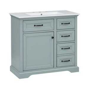 36" Bathroom Vanity With Sink, 2 Tip Out Drawers, Soft Close Hinges