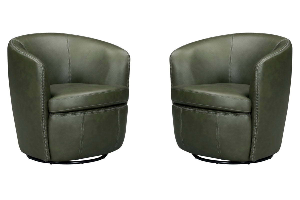 Barolo - 100% Italian Leather Swivel Club Chair (Set of 2) - R&R Furniture Gallery (Fountain Valley, CA)