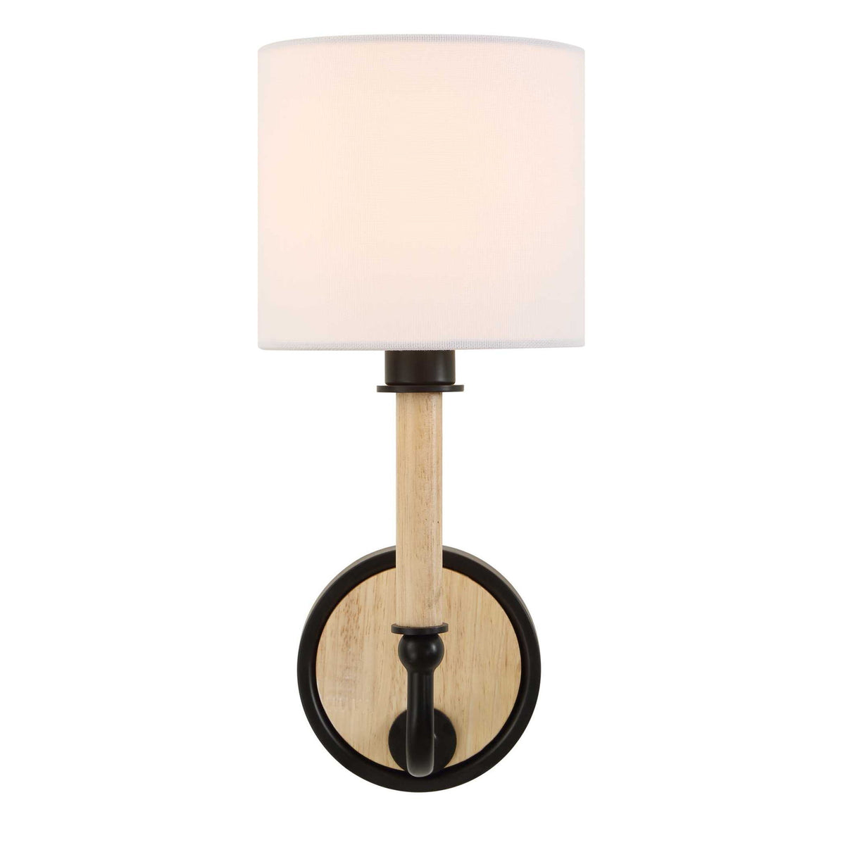 Franconia - 1 Light Wooden Sconce - Black / Light Brown