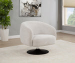 Dave Upholstered Barrel Back Swivel Club Chair Beige
