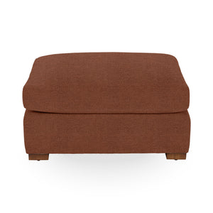 Classic Home Audrey upholstered ottoman with a soft fabric finish, featuring a simple, elegant design for versatile home decor.