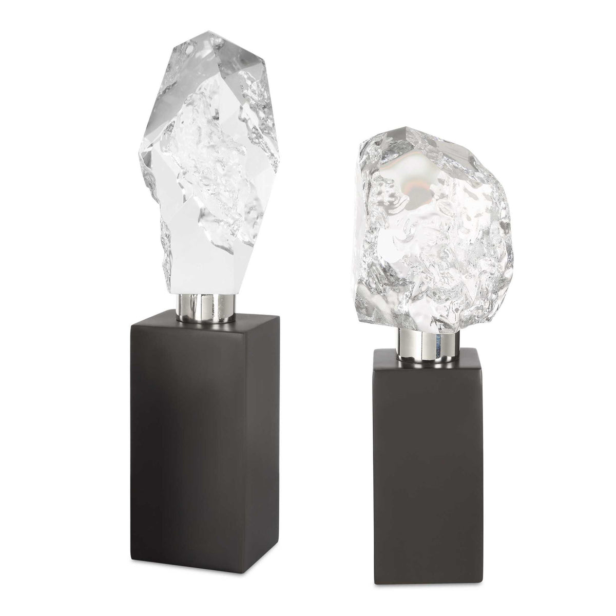 Crystal Peak - Sculptures (Set of 2) - Black / Silver