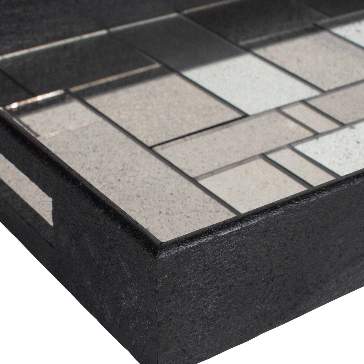 Modern - Mosaic Antique Mirrored Tray - Black