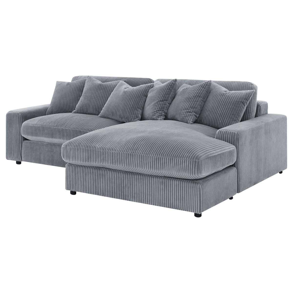 Marcus - Fog Track Arms Reversible Sectional With Pillows - Fog