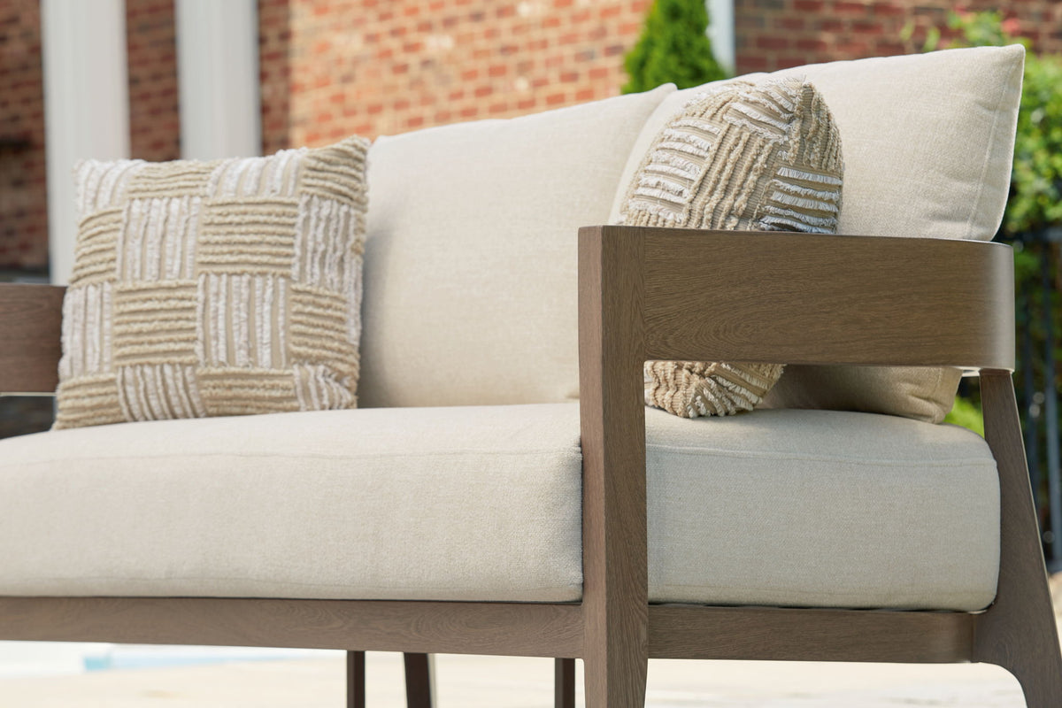 Serene Bay - Loveseat With Cushion - Dark Brown / White - R&R Furniture Gallery (Fountain Valley, CA)